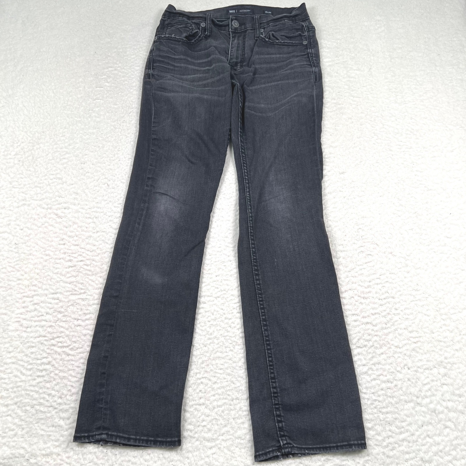 Bke Jake Straight Jeans Men 28x32 Black Distressed Denim Western Stretch Rodeo